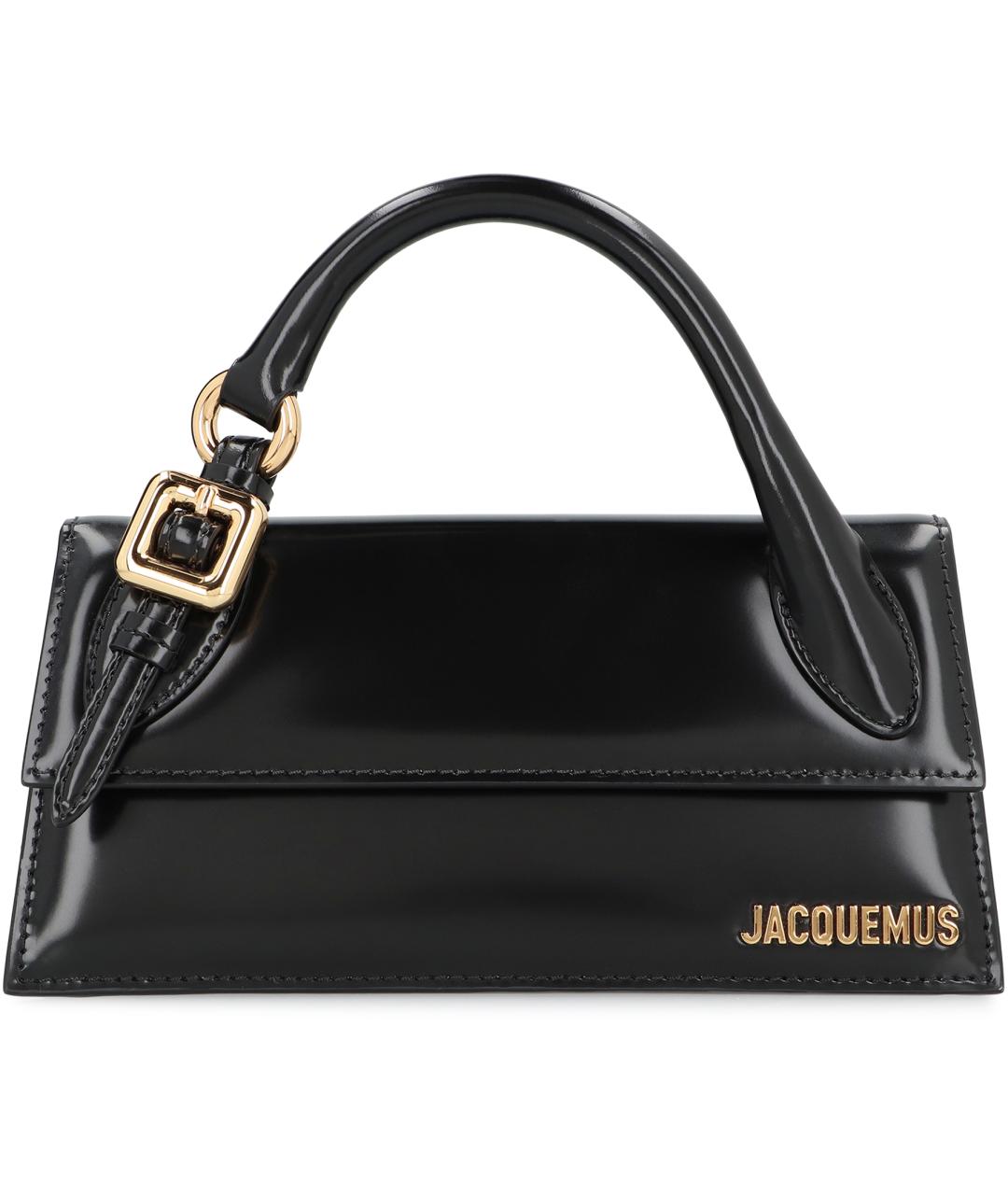 JACQUEMUS Черная кожаная сумка с короткими ручками, фото 2