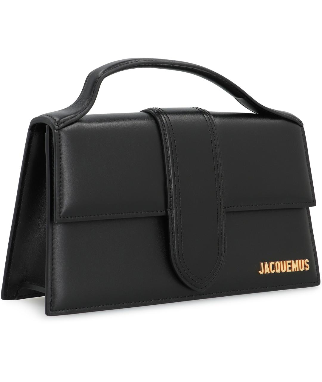 JACQUEMUS Черная кожаная сумка с короткими ручками, фото 3