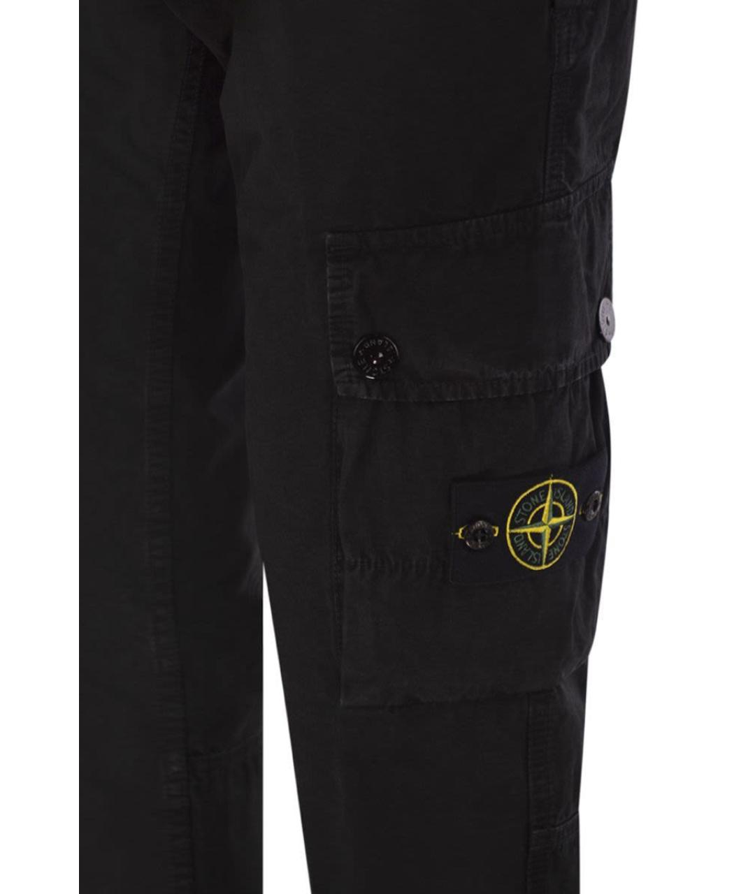 STONE ISLAND Черные хлопковые повседневные брюки, фото 4