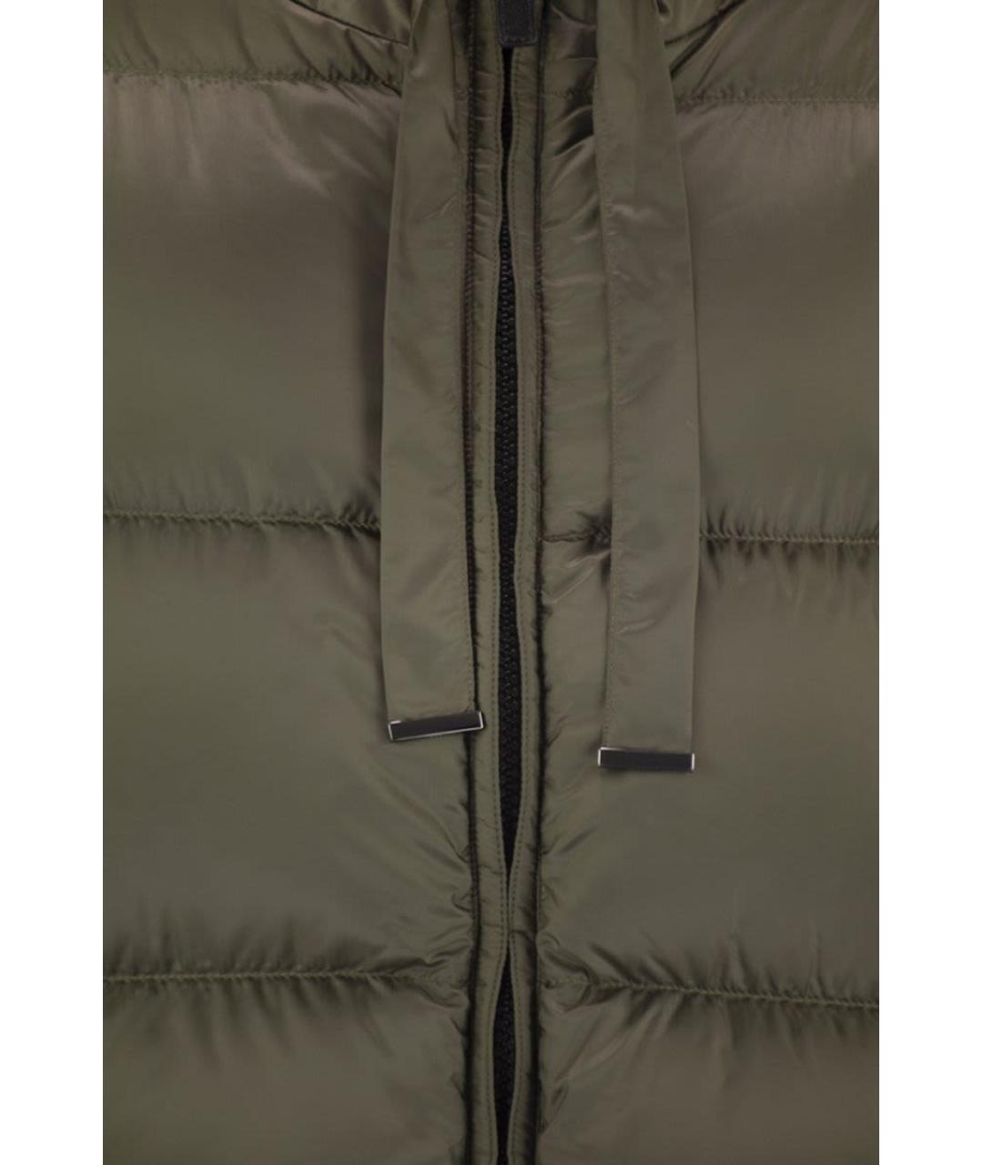 MAX MARA Хаки полиэстеровый пуховик, фото 4