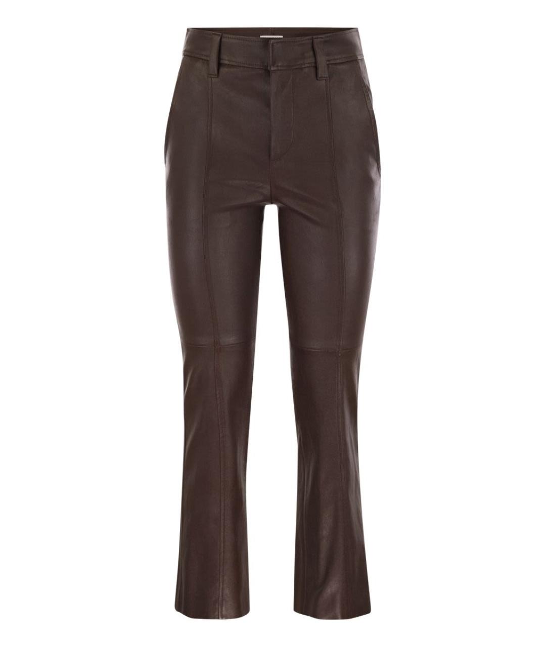 BRUNELLO CUCINELLI Коричневые кожаные брюки узкие, фото 1