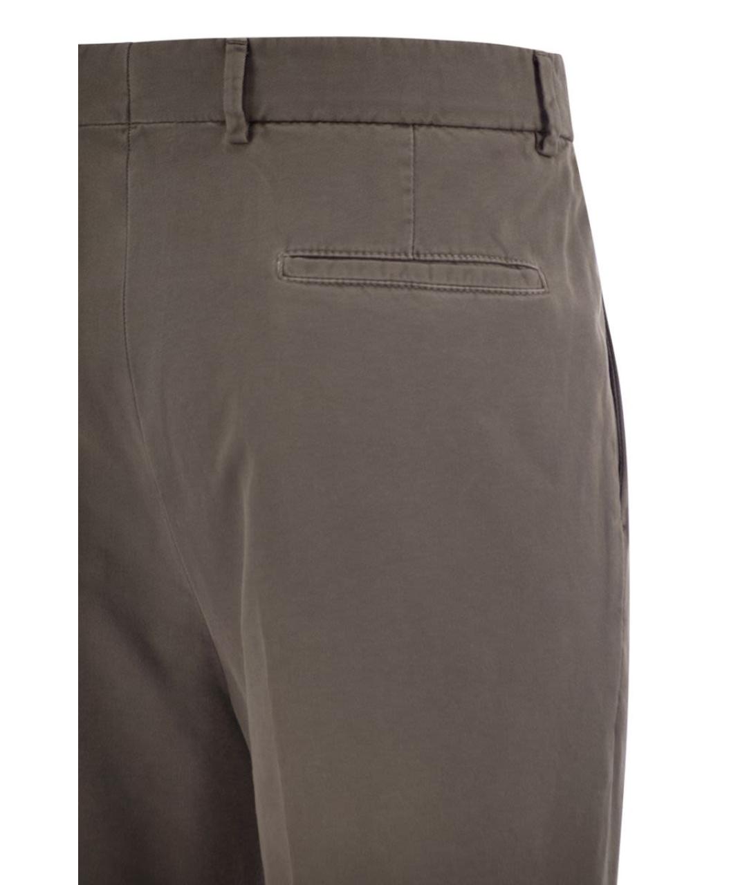 BRUNELLO CUCINELLI Коричневые хлопковые повседневные брюки, фото 4