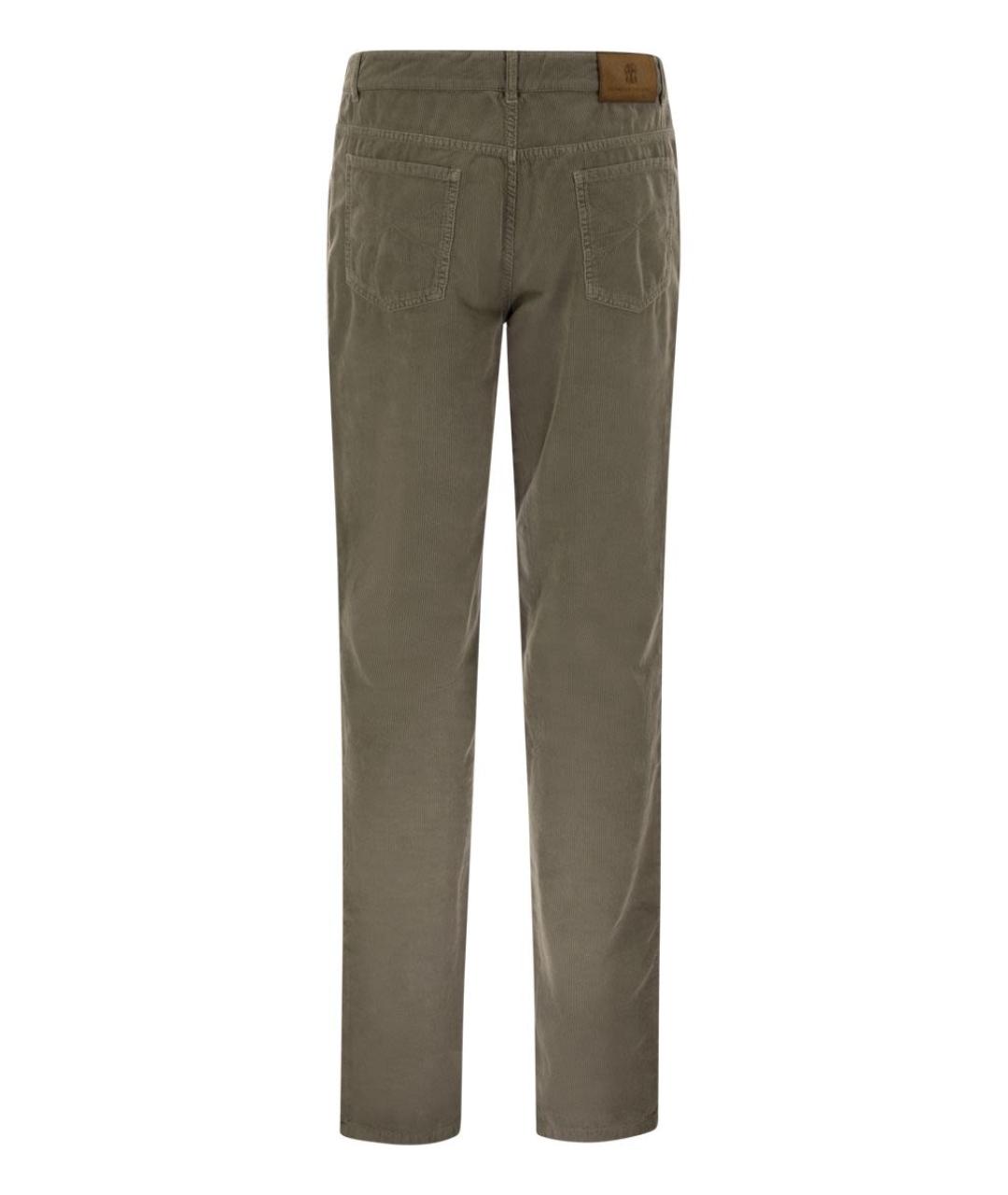BRUNELLO CUCINELLI Хаки хлопковые повседневные брюки, фото 2