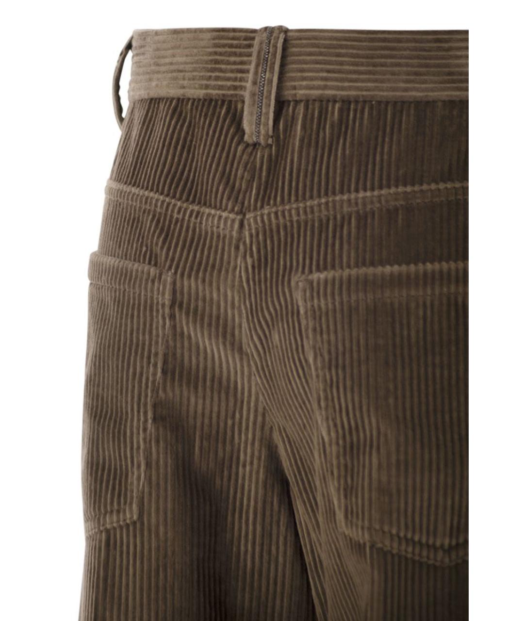 BRUNELLO CUCINELLI Коричневые хлопковые прямые брюки, фото 4