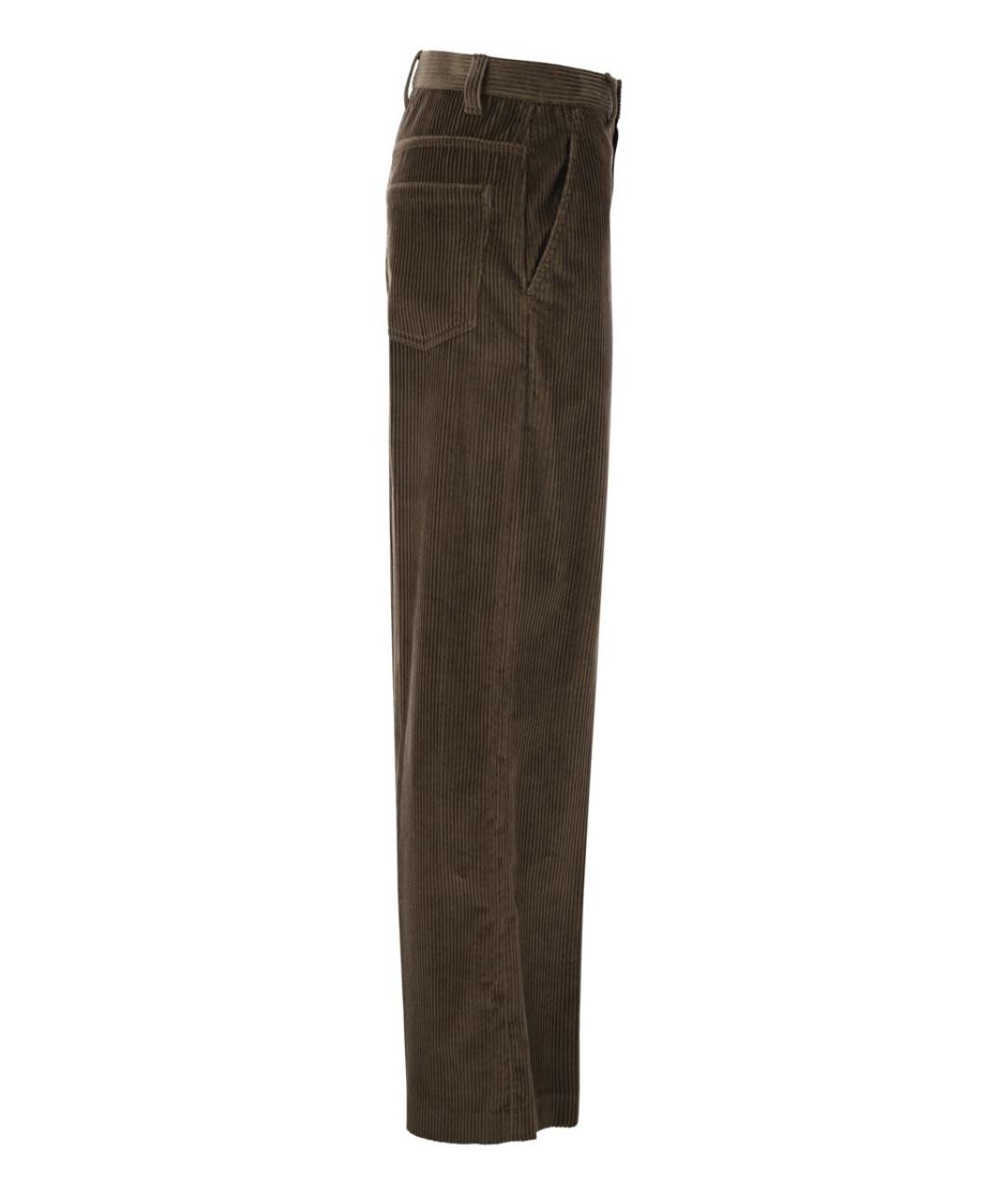BRUNELLO CUCINELLI Коричневые хлопковые прямые брюки, фото 3