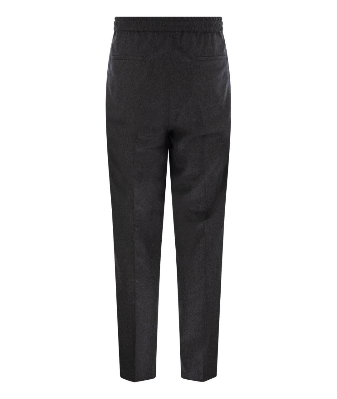BRUNELLO CUCINELLI Антрацитовые шерстяные повседневные брюки, фото 2