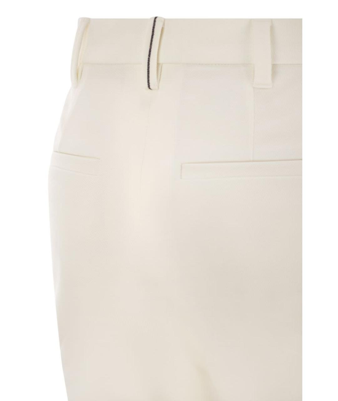 BRUNELLO CUCINELLI Бежевые хлопковые прямые брюки, фото 4
