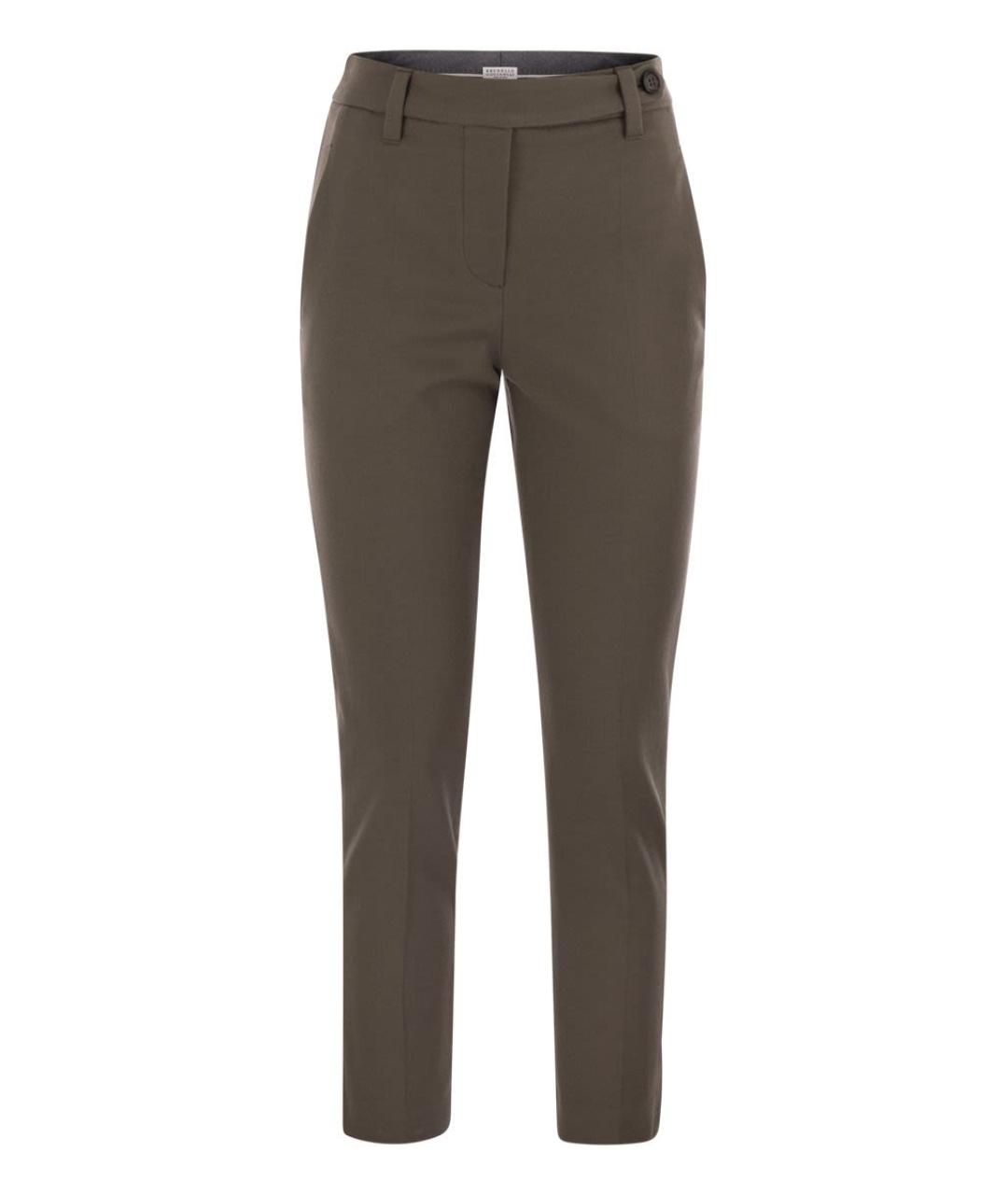 BRUNELLO CUCINELLI Коричневые хлопковые прямые брюки, фото 1