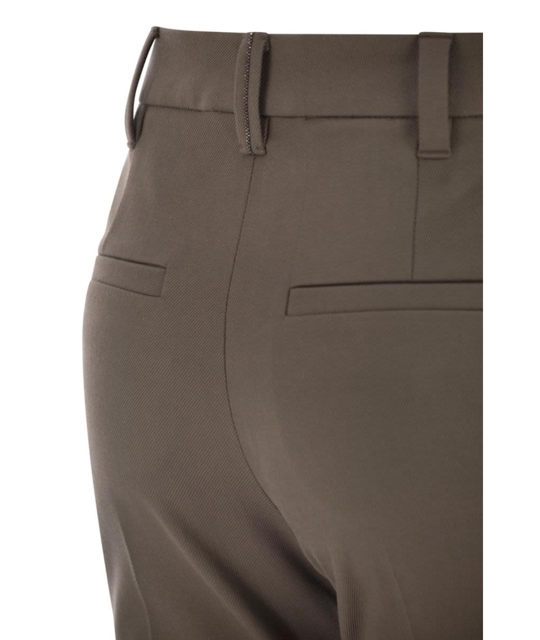 BRUNELLO CUCINELLI Коричневые хлопковые прямые брюки, фото 4