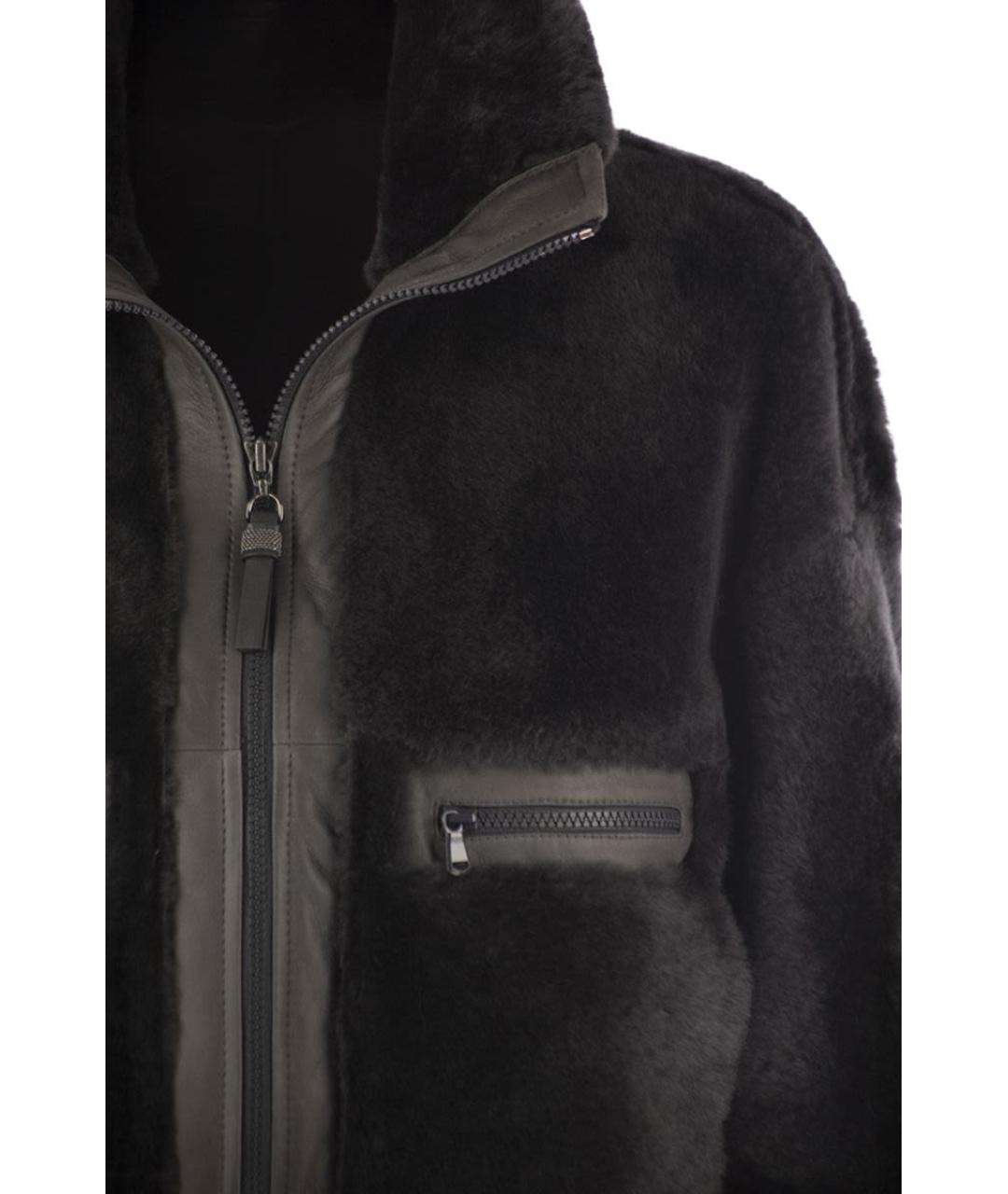 BRUNELLO CUCINELLI Антрацитовая меховая дубленка, фото 4