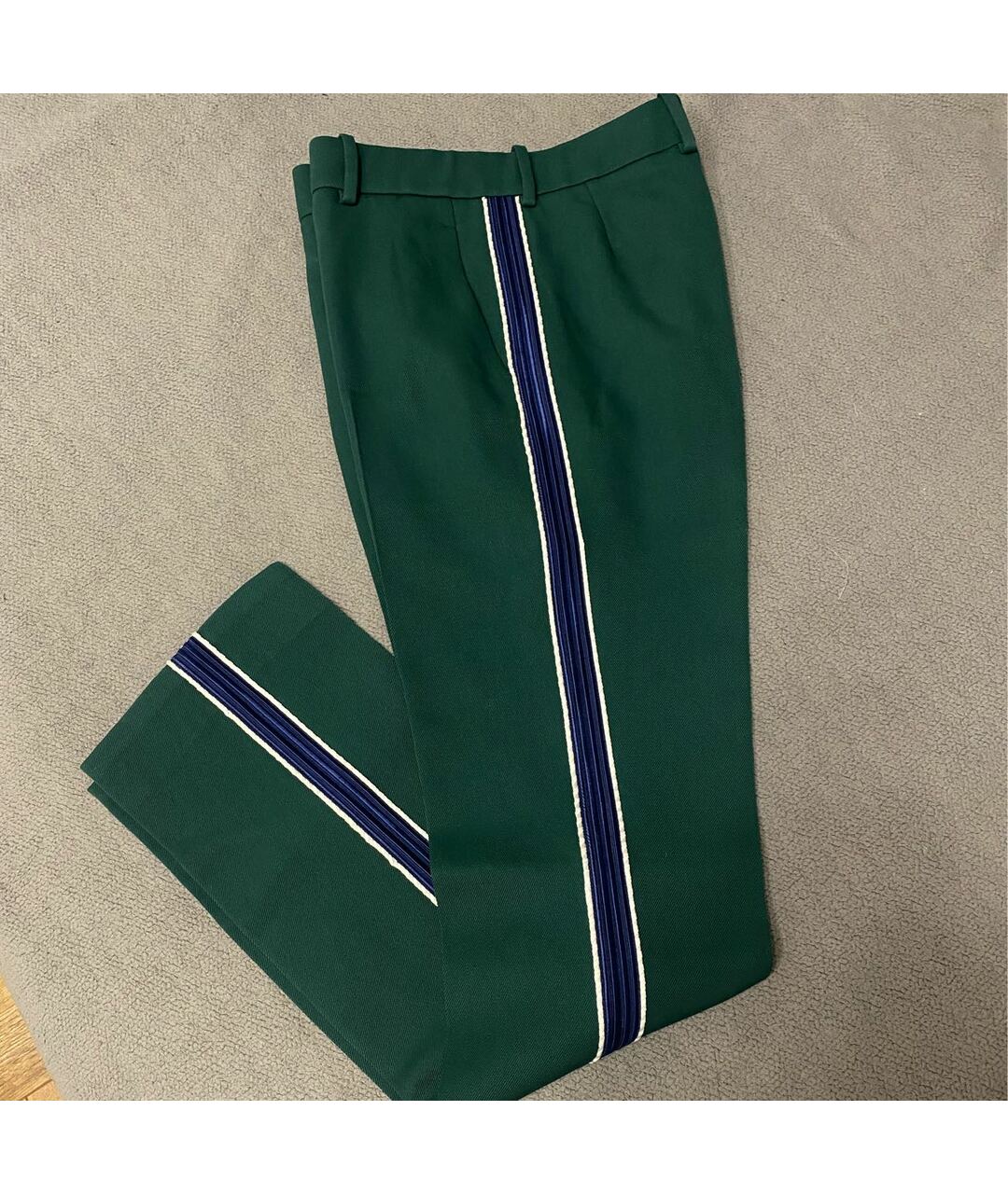 CALVIN KLEIN 205W39NYC Зеленые шерстяные прямые брюки, фото 2