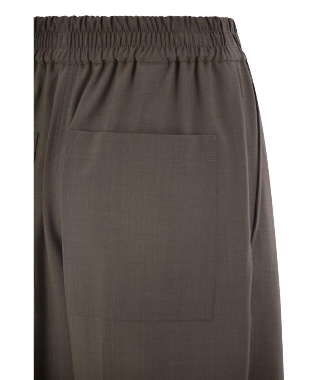 BRUNELLO CUCINELLI Коричневые шерстяные прямые брюки, фото 4