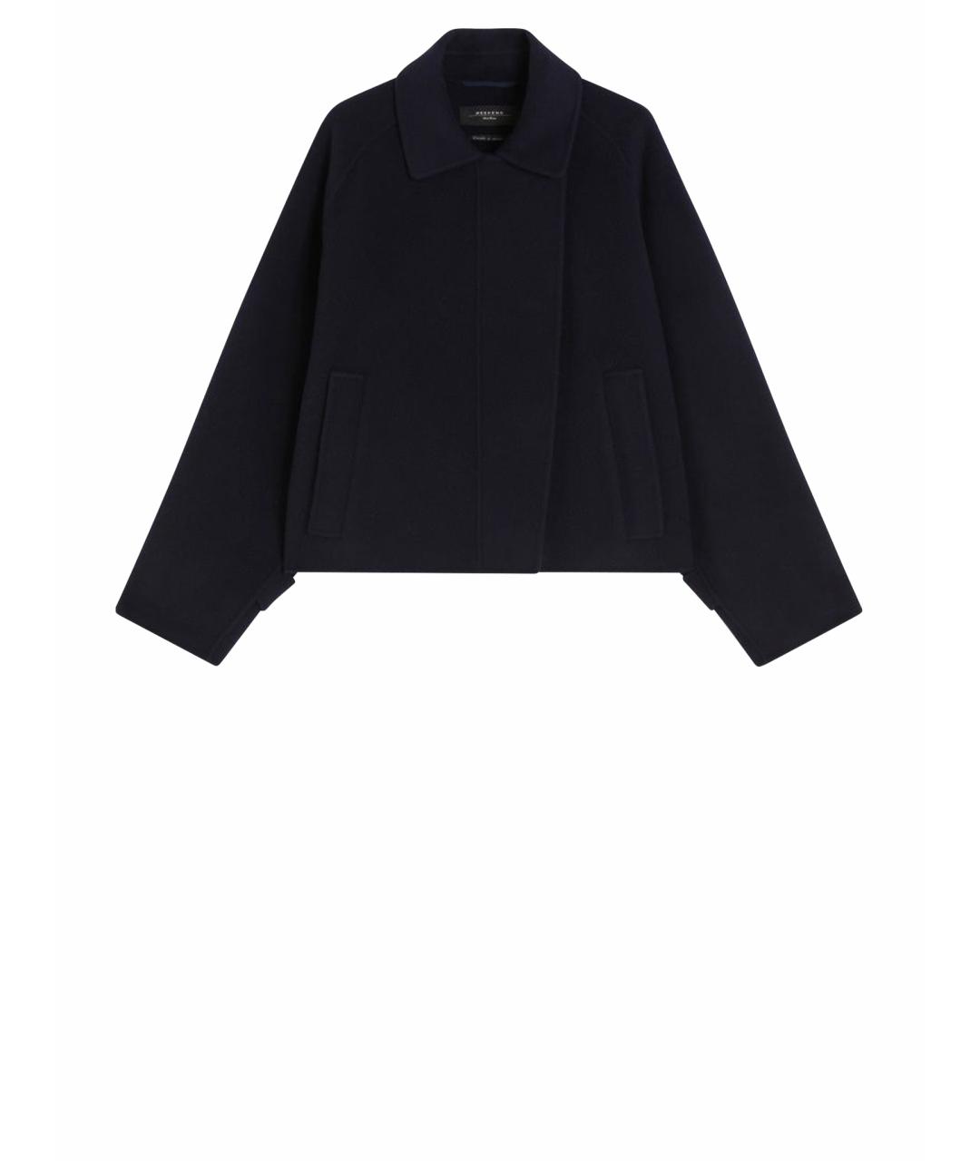 WEEKEND MAX MARA Темно-синее шерстяное пальто, фото 1