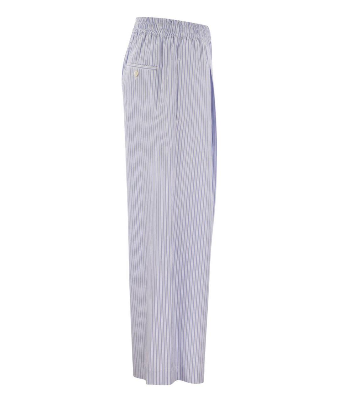 WEEKEND MAX MARA Голубые хлопковые прямые брюки, фото 3
