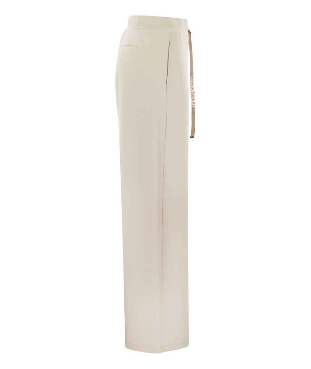 'S MAX MARA Бежевые хлопковые прямые брюки, фото 3