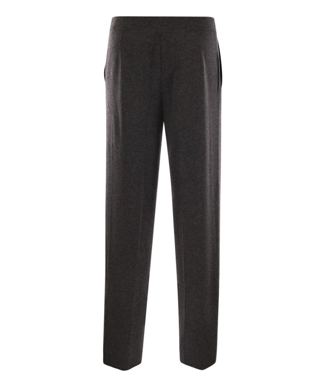 MAX MARA Антрацитовые вискозные прямые брюки, фото 2