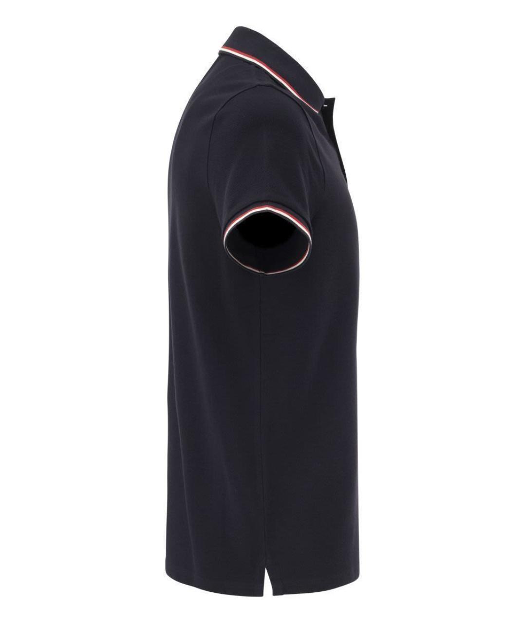MONCLER Темно-синее хлопковое поло с коротким рукавом, фото 3