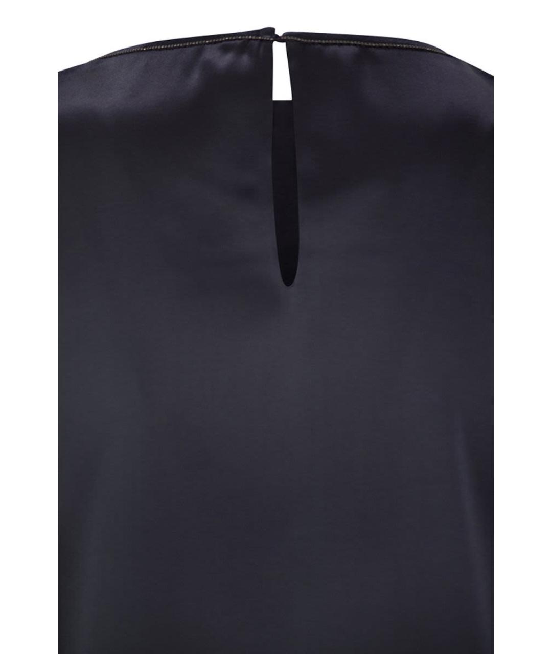 BRUNELLO CUCINELLI Темно-синяя шелковая майка, фото 4