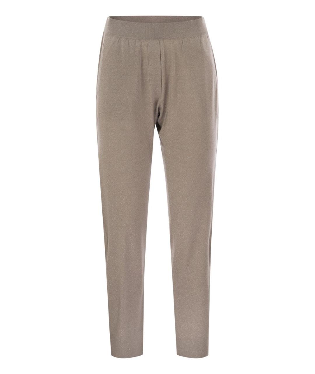 BRUNELLO CUCINELLI Бежевые кашемировые прямые брюки, фото 1