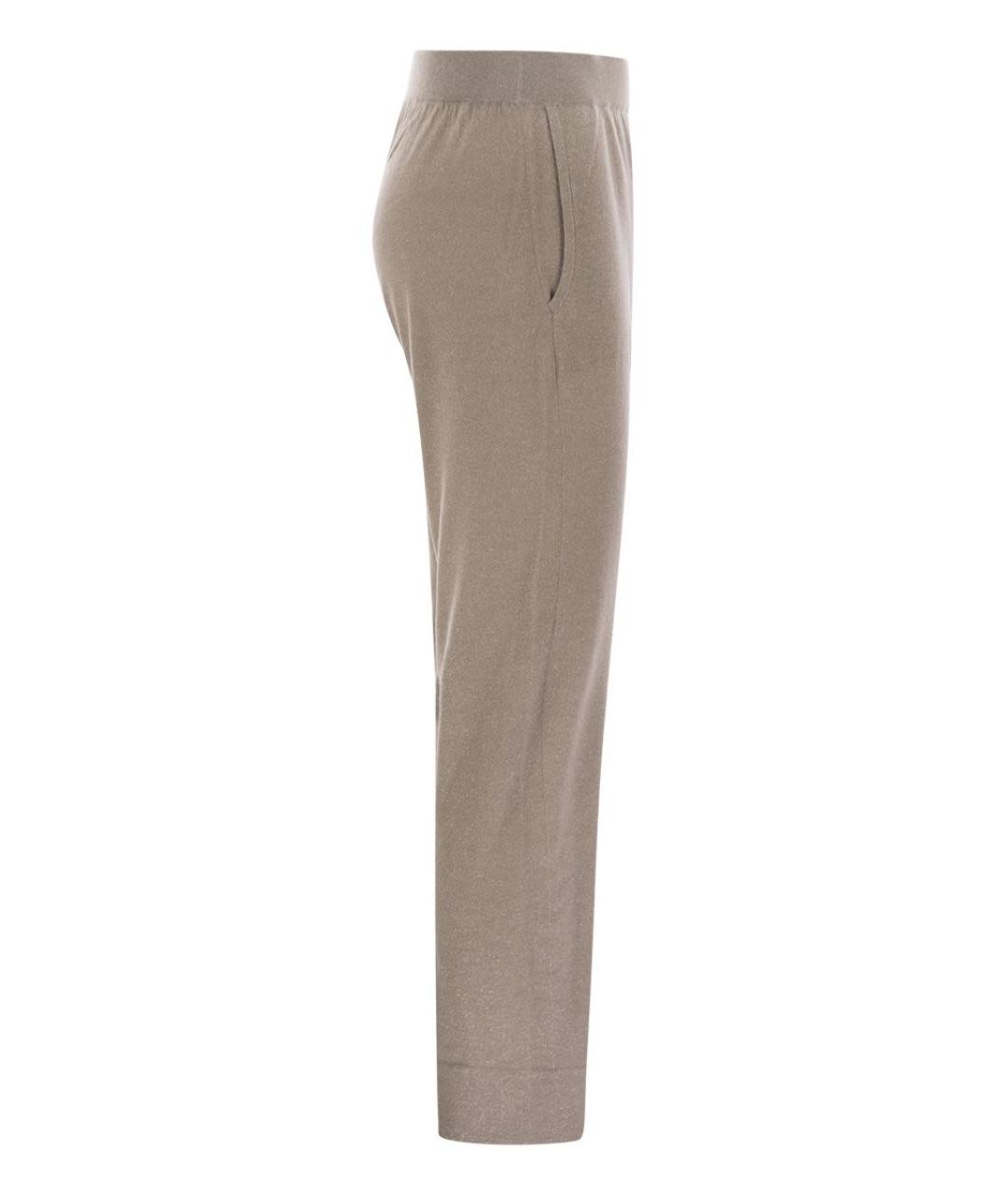 BRUNELLO CUCINELLI Бежевые кашемировые прямые брюки, фото 3