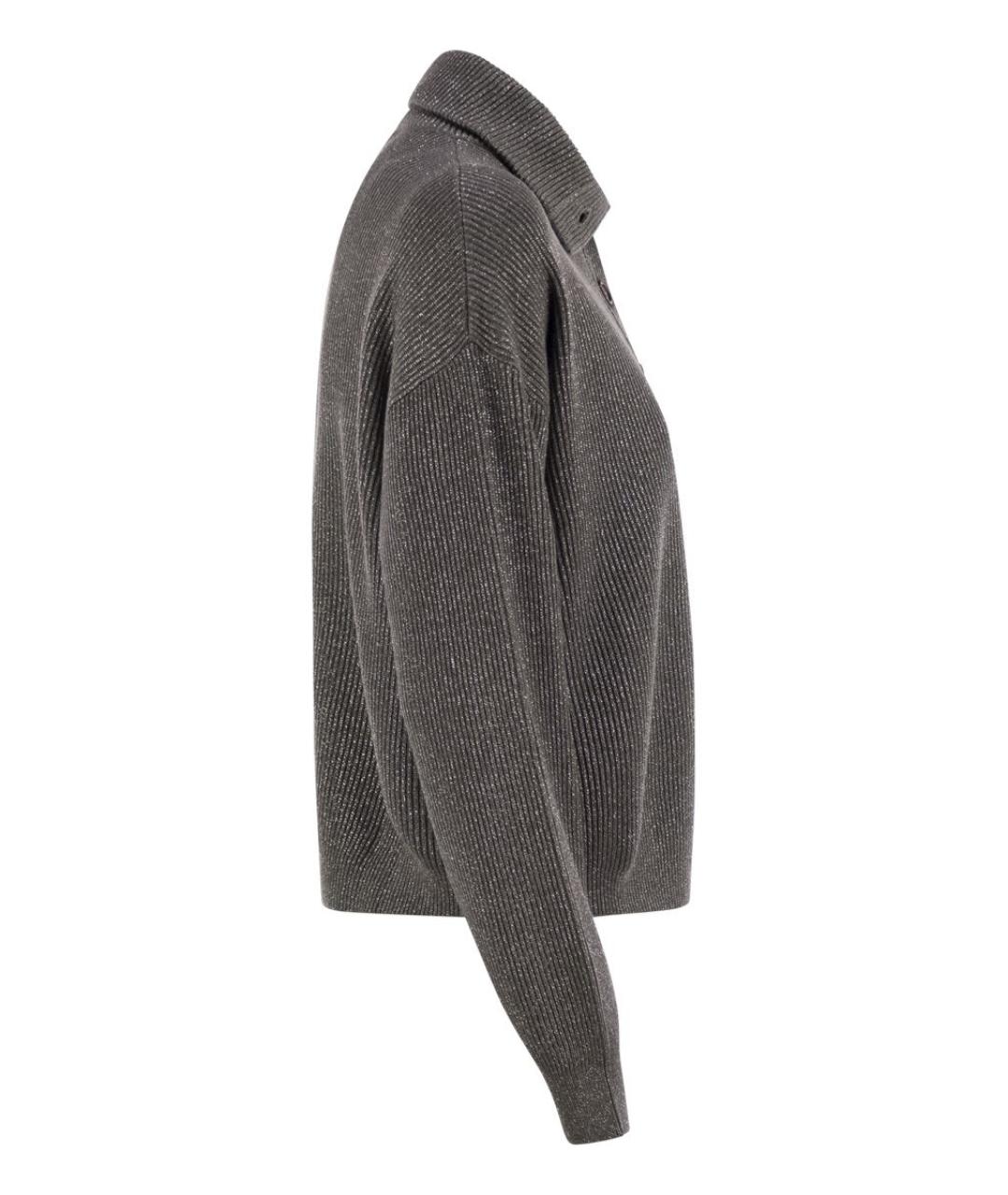 BRUNELLO CUCINELLI Антрацитовый хлопковый джемпер / свитер, фото 3