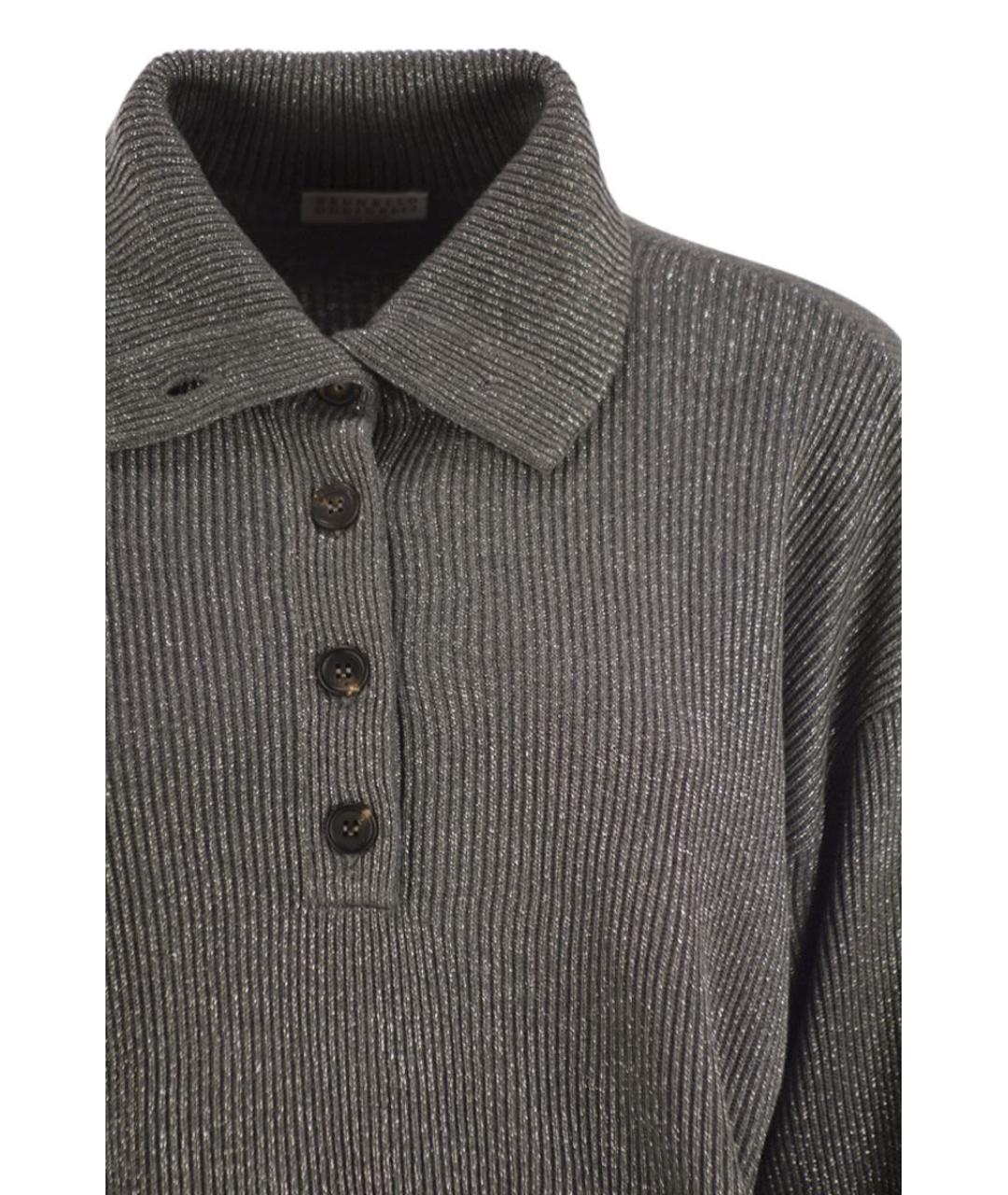 BRUNELLO CUCINELLI Антрацитовый хлопковый джемпер / свитер, фото 4