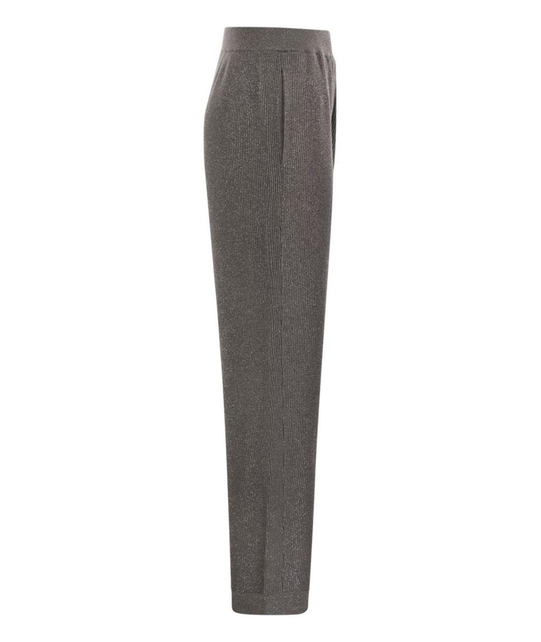 BRUNELLO CUCINELLI Антрацитовые хлопковые прямые брюки, фото 3