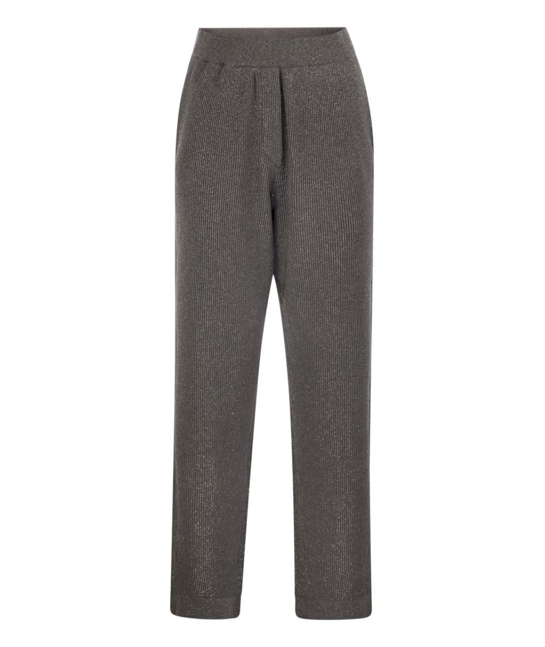 BRUNELLO CUCINELLI Антрацитовые хлопковые прямые брюки, фото 1