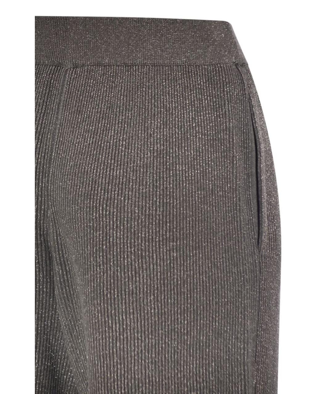 BRUNELLO CUCINELLI Антрацитовые хлопковые прямые брюки, фото 4