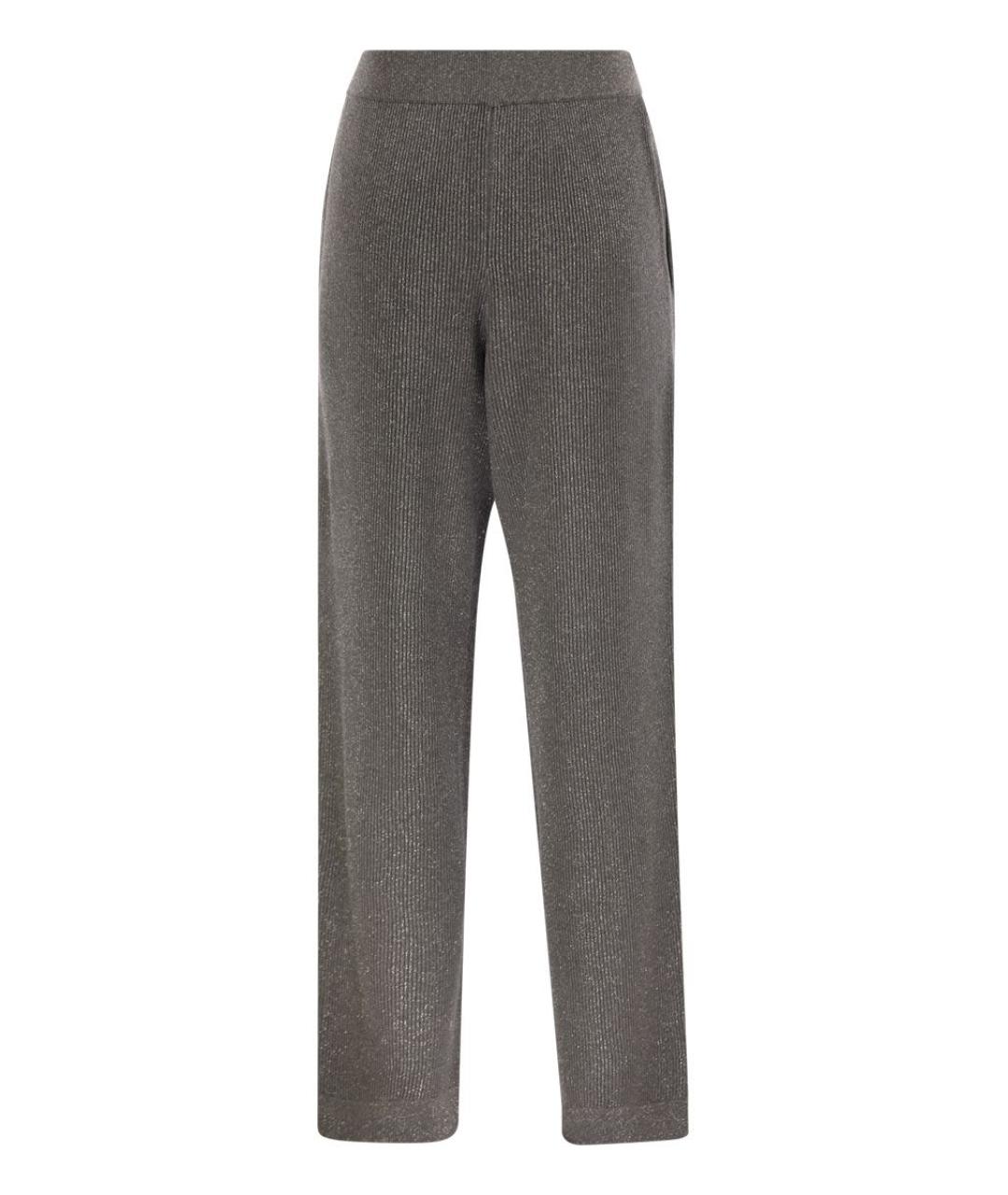 BRUNELLO CUCINELLI Антрацитовые хлопковые прямые брюки, фото 2