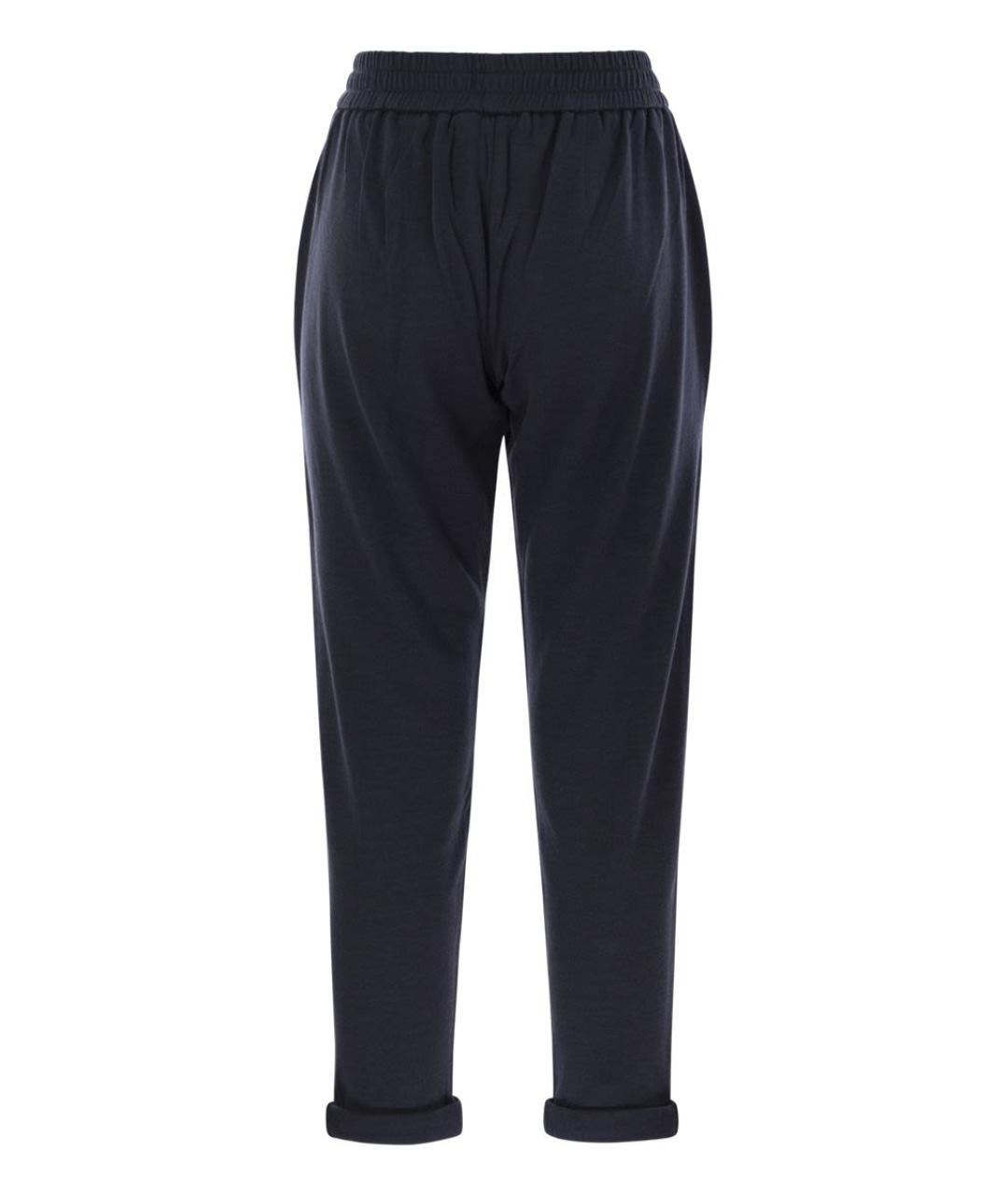 BRUNELLO CUCINELLI Темно-синие хлопковые прямые брюки, фото 2