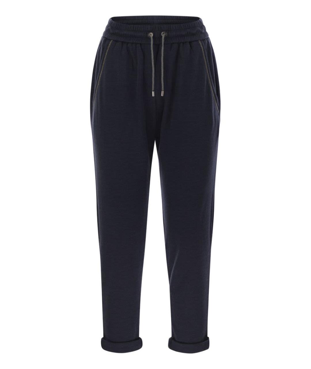 BRUNELLO CUCINELLI Темно-синие хлопковые прямые брюки, фото 1