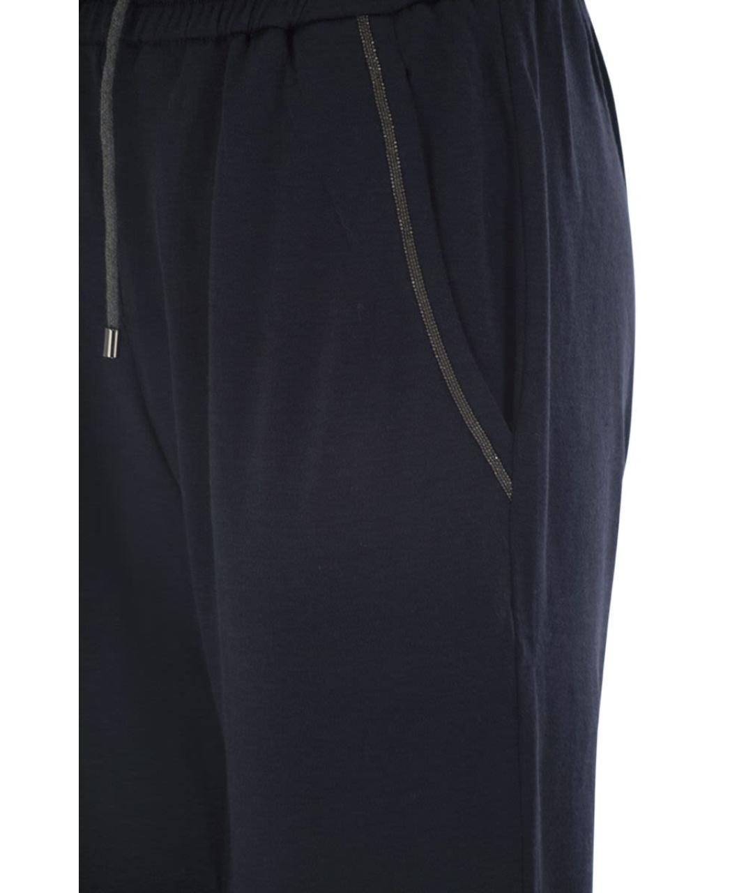 BRUNELLO CUCINELLI Темно-синие хлопковые прямые брюки, фото 4