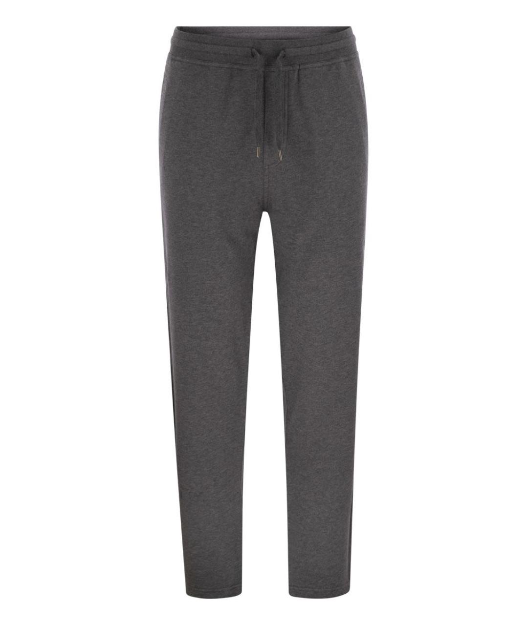 BRUNELLO CUCINELLI Антрацитовые хлопковые повседневные брюки, фото 1