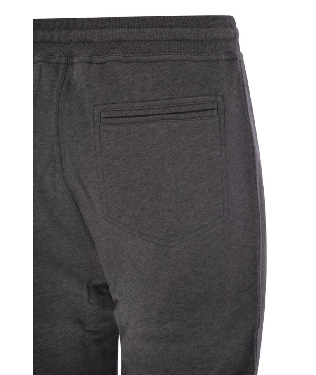 BRUNELLO CUCINELLI Антрацитовые хлопковые повседневные брюки, фото 4