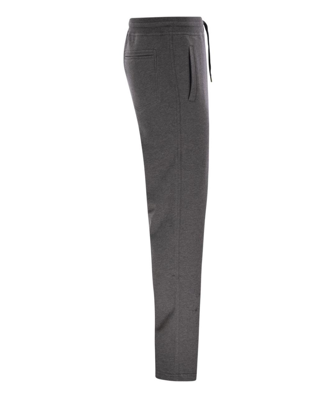 BRUNELLO CUCINELLI Антрацитовые хлопковые повседневные брюки, фото 3