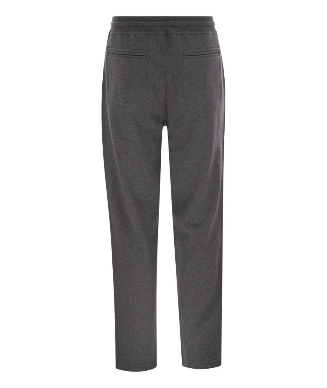 BRUNELLO CUCINELLI Антрацитовые хлопковые повседневные брюки, фото 2