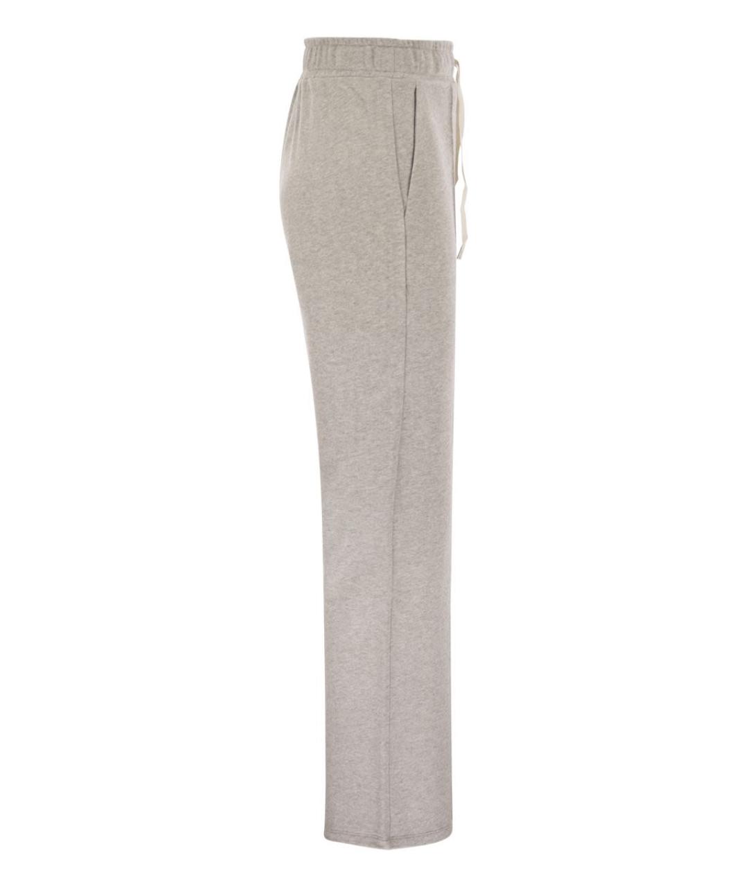 WEEKEND MAX MARA Серые хлопковые прямые брюки, фото 3