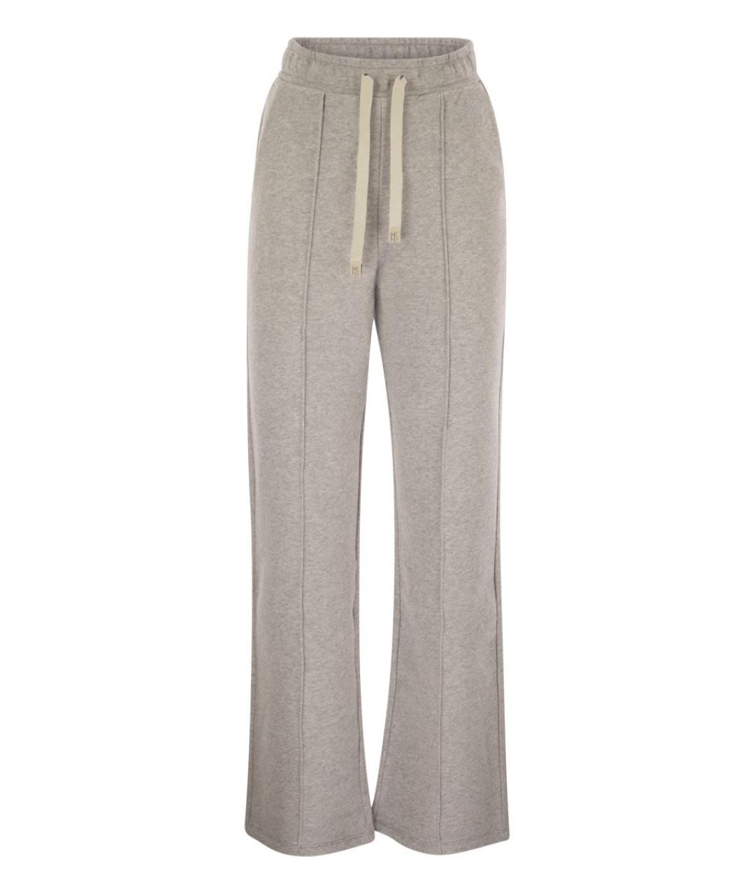 WEEKEND MAX MARA Серые хлопковые прямые брюки, фото 1