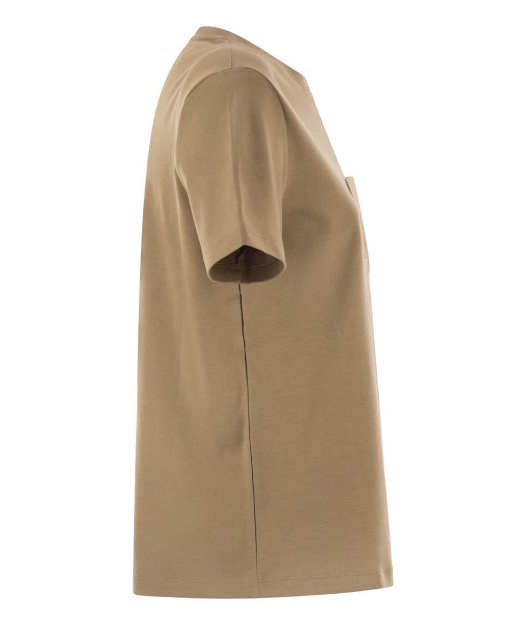 'S MAX MARA Бежевая хлопковая футболка, фото 3