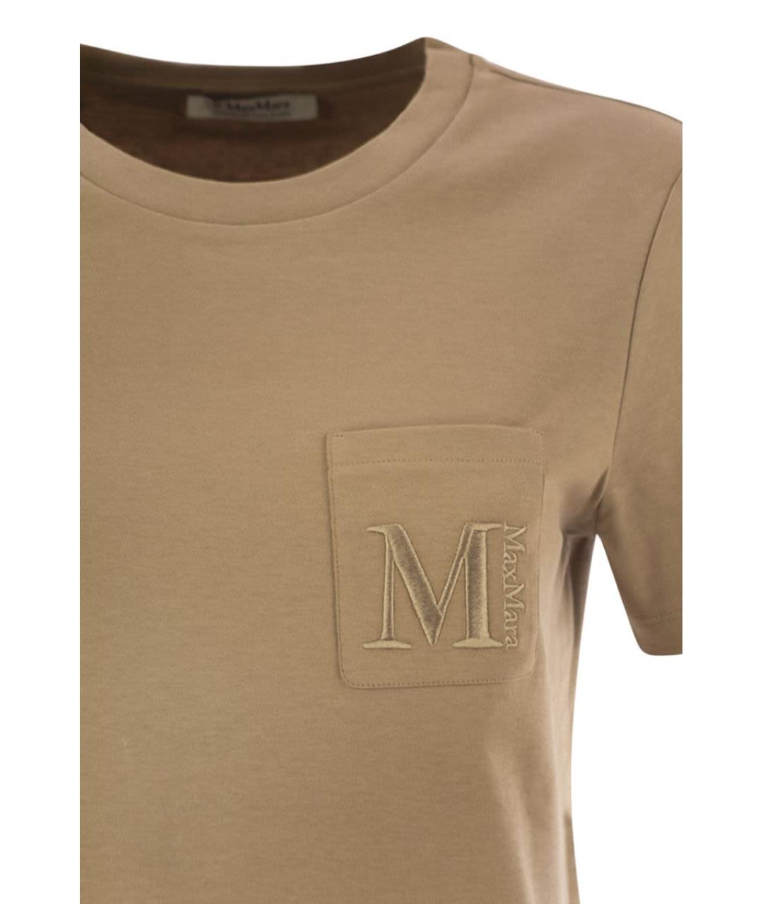 'S MAX MARA Бежевая хлопковая футболка, фото 4