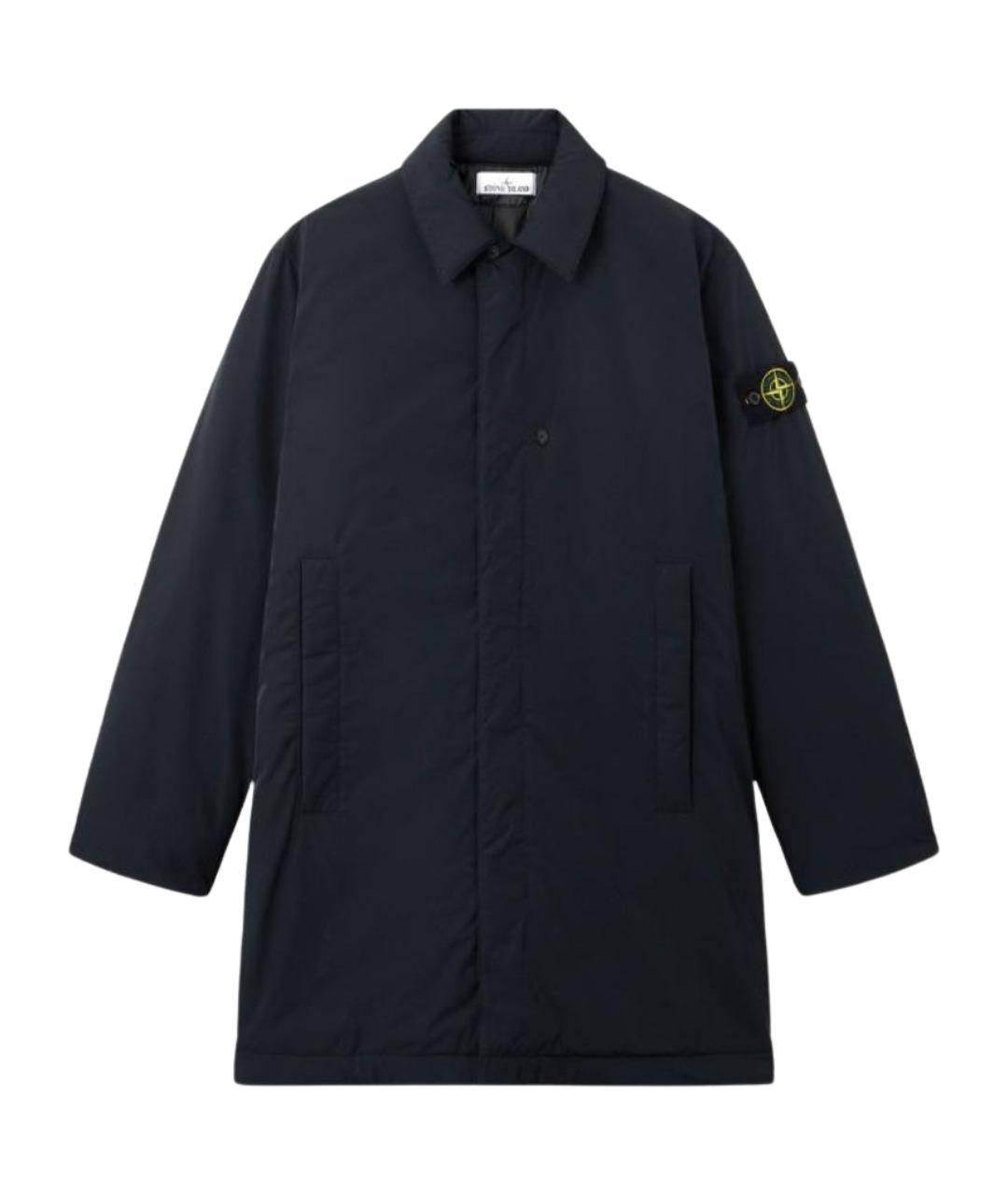 STONE ISLAND Черное полиэстеровое пальто, фото 1