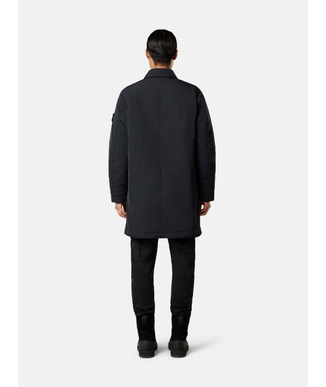 STONE ISLAND Черное полиэстеровое пальто, фото 4