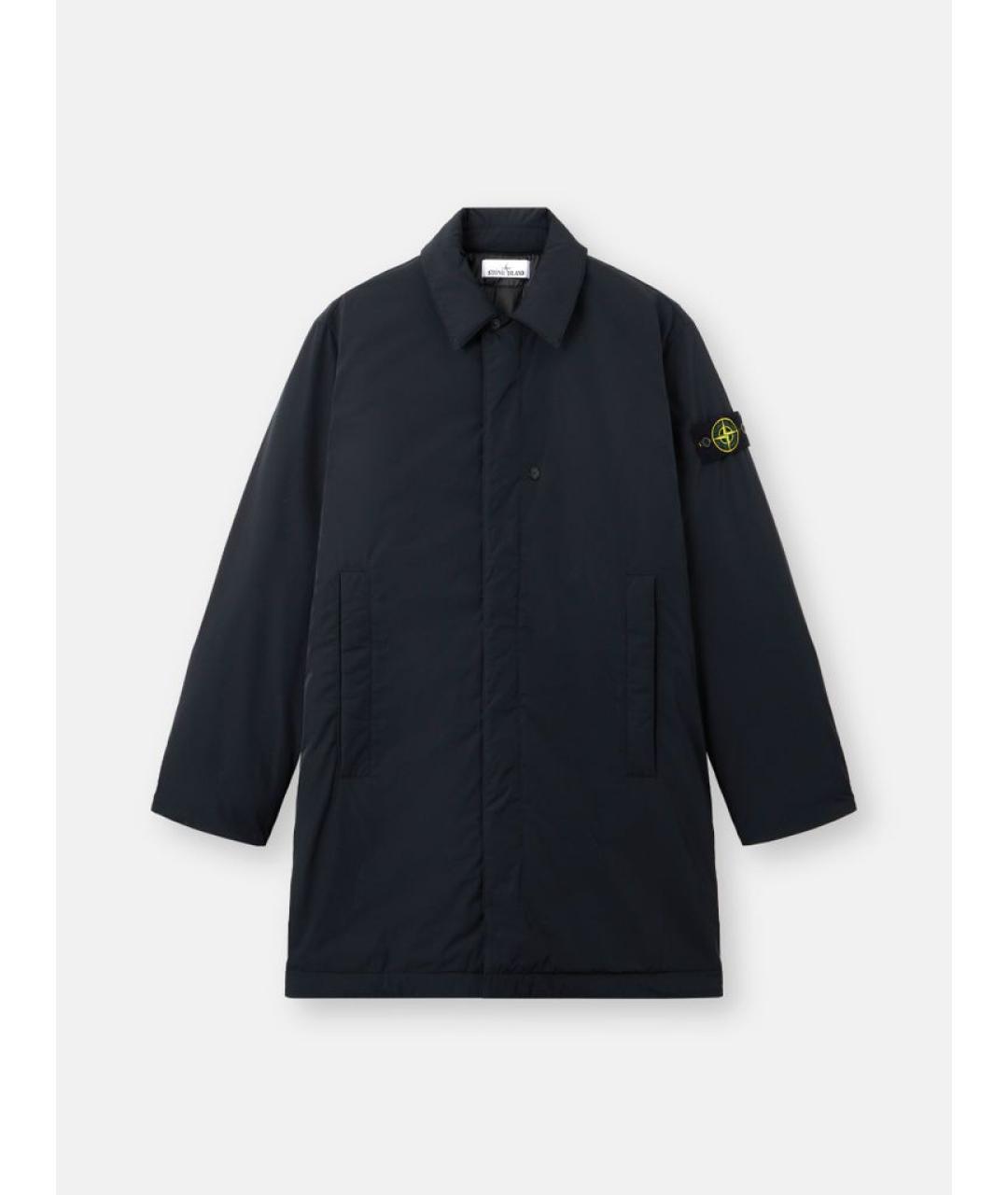 STONE ISLAND Черное полиэстеровое пальто, фото 6