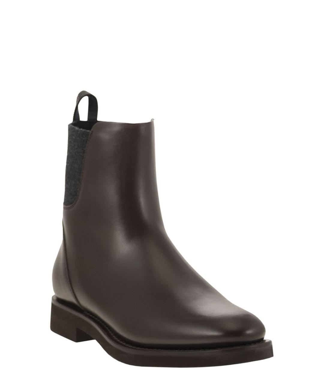 BRUNELLO CUCINELLI Коричневые кожаные ботинки, фото 2