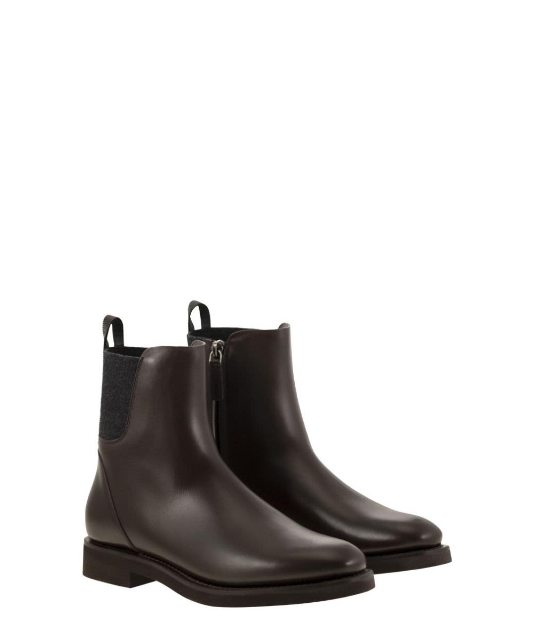BRUNELLO CUCINELLI Коричневые кожаные ботинки, фото 4