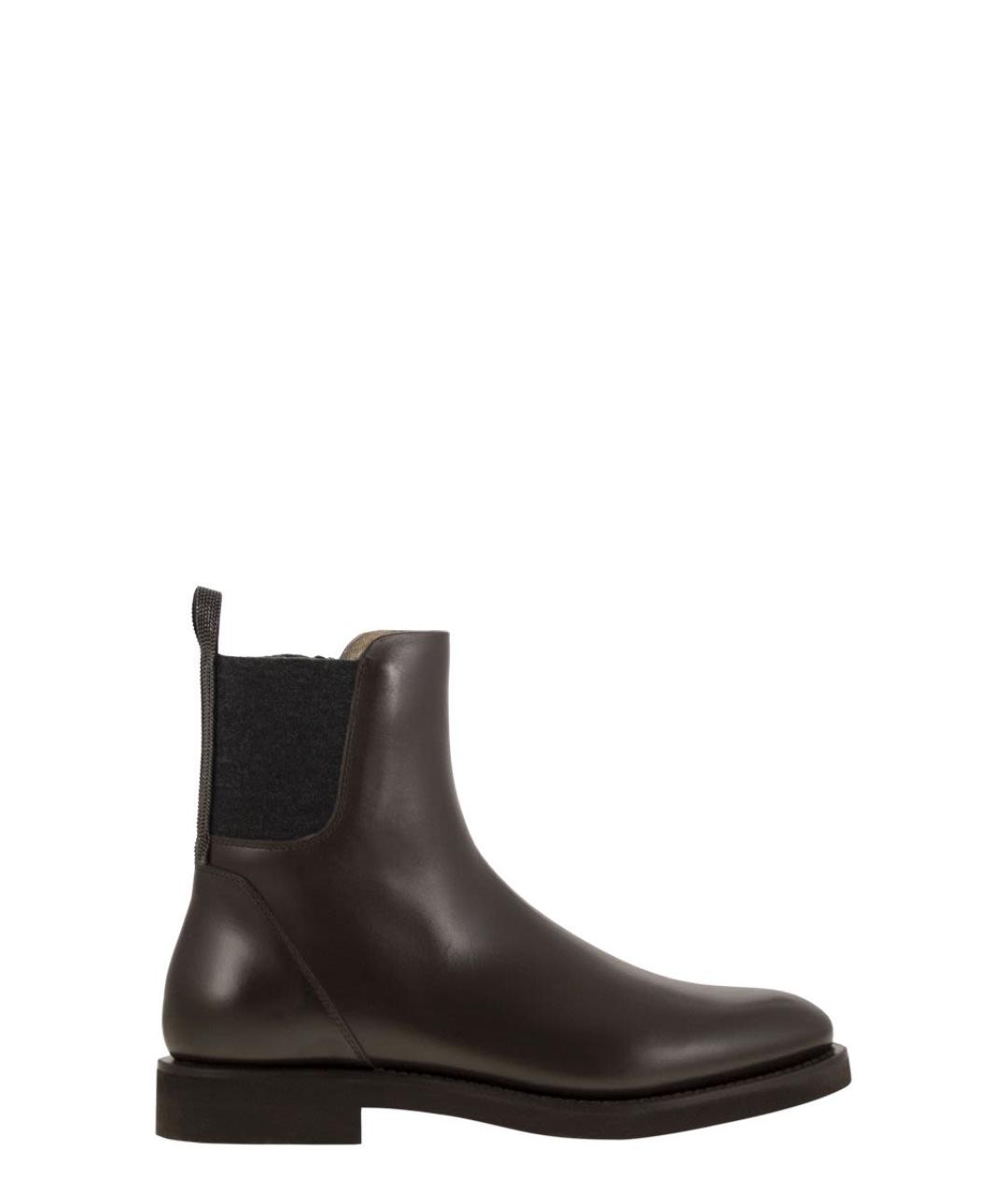 BRUNELLO CUCINELLI Коричневые кожаные ботинки, фото 1