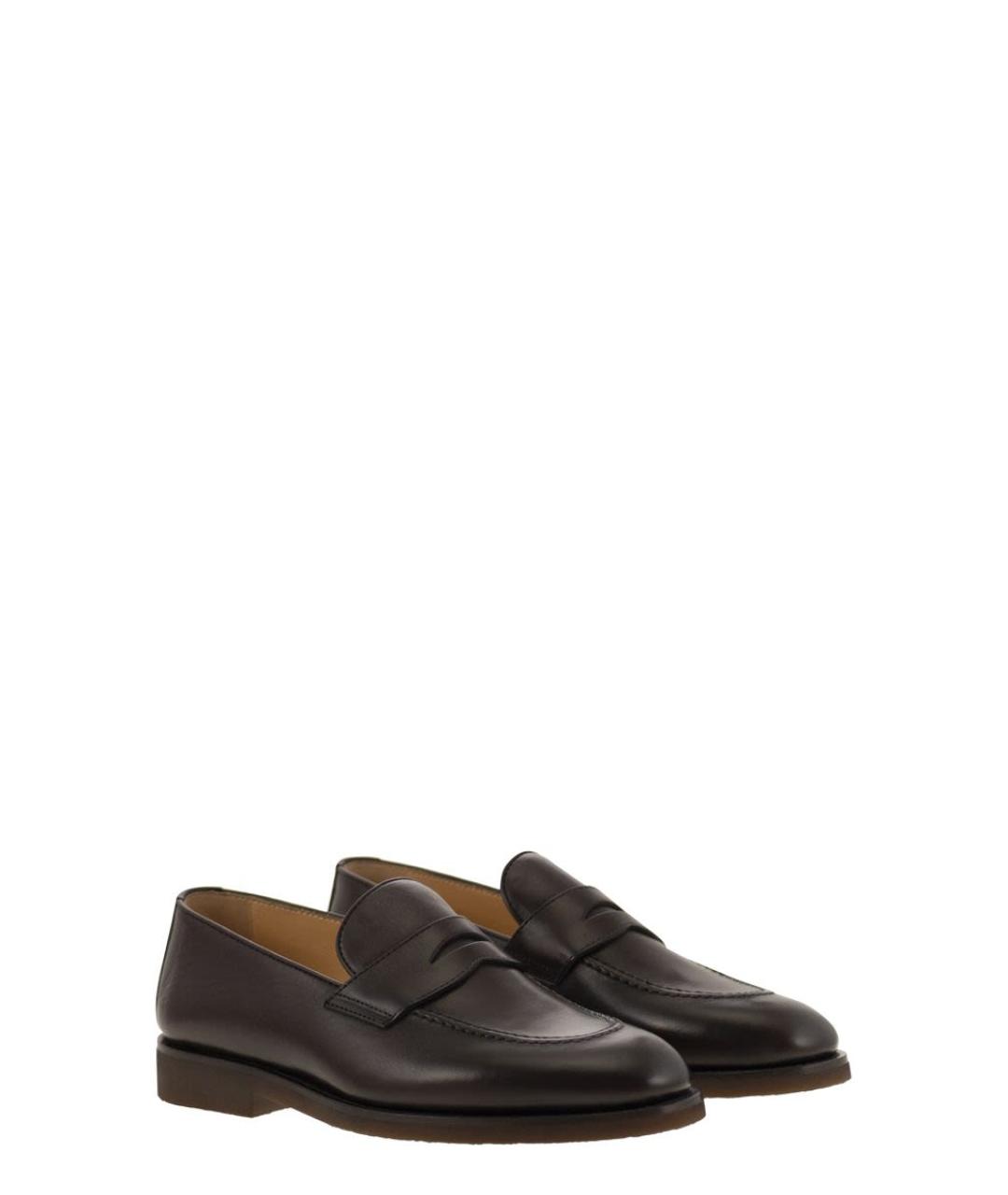 BRUNELLO CUCINELLI Коричневые кожаные лоферы, фото 4