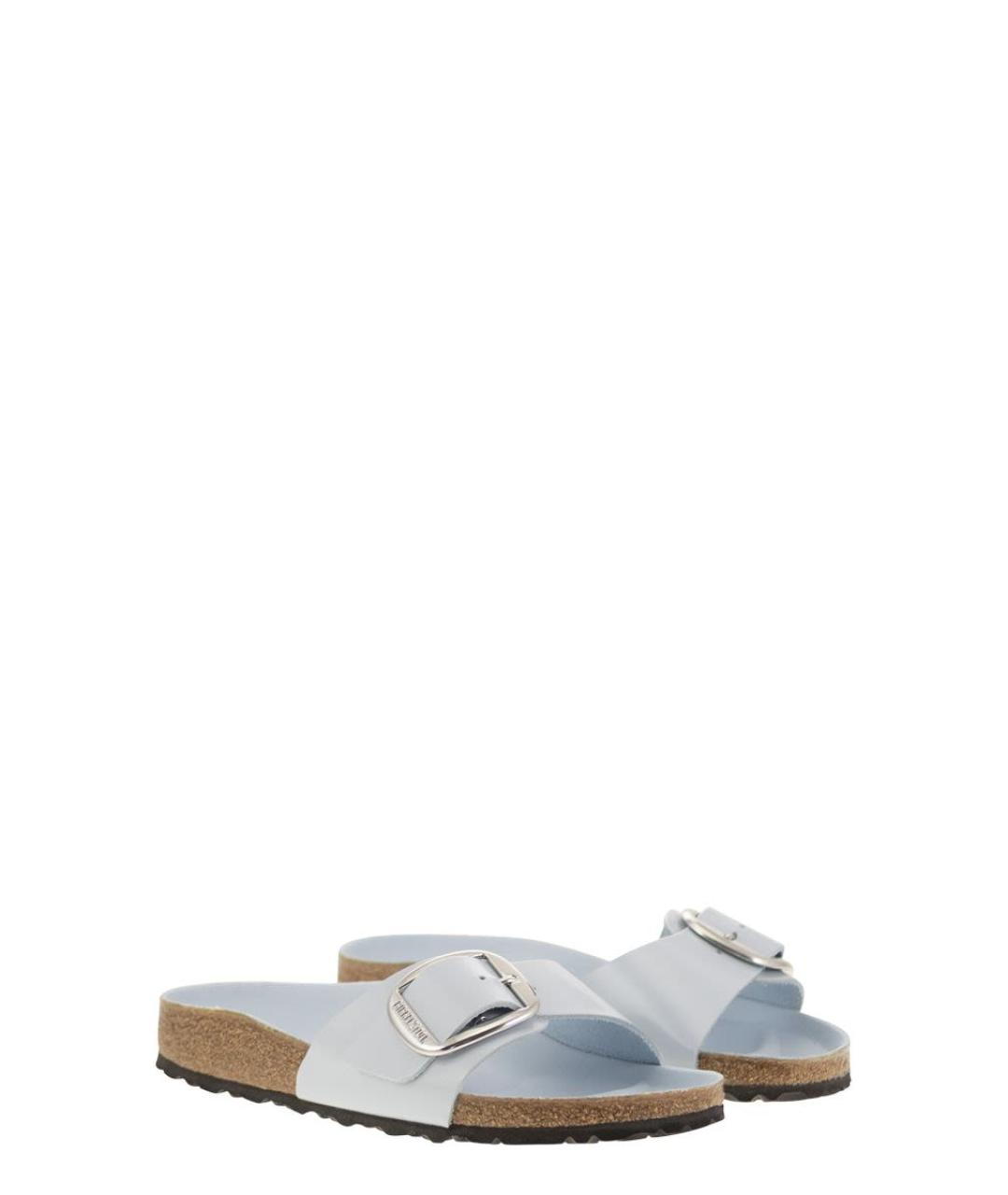 BIRKENSTOCK Голубые кожаные шлепанцы, фото 4