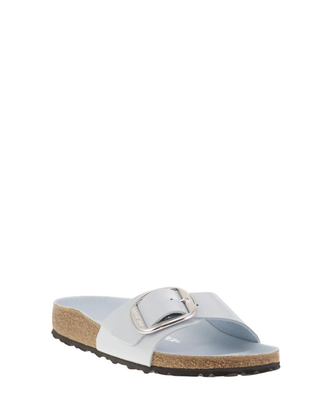 BIRKENSTOCK Голубые кожаные шлепанцы, фото 2